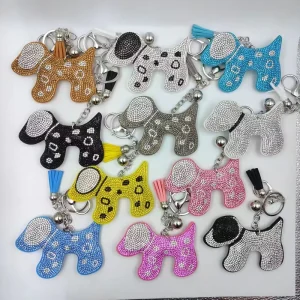 Velvet Tassel Rhinestone Crystal Keychain Handbag Charm