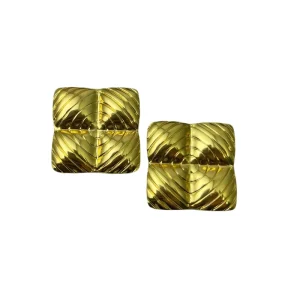 Versatile Square Texture Stud Earrings Women’s Stainless Steel Gold-Plated Earrings