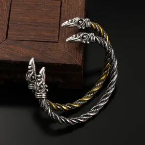 Viking Crow Head Men’s Adjustable Open Bracelet A01 Vintage Alloy Electroplated Punk Rock Hip Hop Accessory