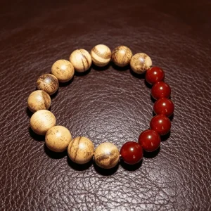 Vintage Agarwood Strand Bracelet Natural Stone Geometric Buddhist Jewelry Unisex
