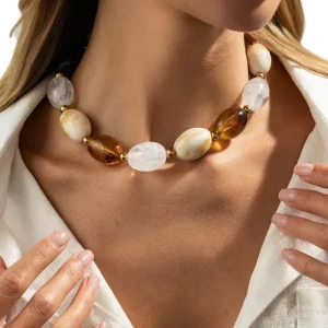 Vintage Boho Resin Acrylic Bead Collar Choker Necklace