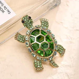 Vintage Classic Pink Crystal Turtle Brooch Fine Jewelry Exquisite Animal Pin Accessories Corsage