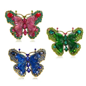 Vintage Crystal Butterfly Brooch Pin for Women’s Coat