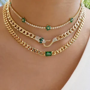 Vintage European American Style 18K Gold-Plated Clavicle Chain Necklace