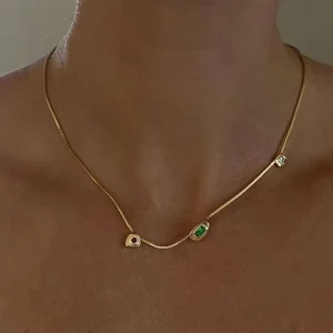 Vintage French Crystal Necklace French Personality Snake Necklace Light Luxury Irregular Geometrical Gems Choker Necklace