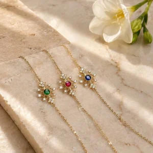 Vintage Gold-Plated 18KGOLD Bracelet with Gemstone Ruby