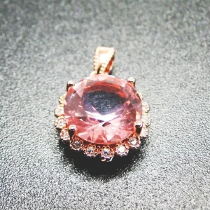 Vintage Morganite & Diamond Pendant 14K Rose Gold Round Morganite Vintage Solitaire Pendant Jewelry