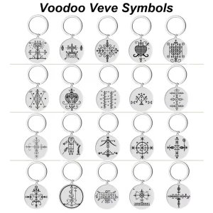 Voodoo Veve Symbols Sigil Charm Vodou Lwa Amulet Talisman Stainless Steel Pendant Keychain