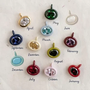Waterproof Alloy Zircon Column Birthstone Charms Colorful Geometric Oval Pendant for Gift Jewelry