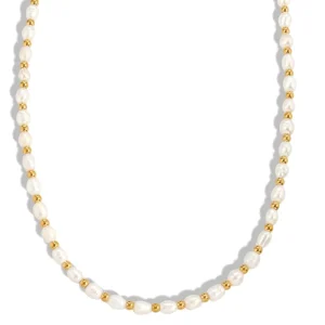 Waterproof Natural Freshwater Oval Pearl Necklace and Bracelet Set