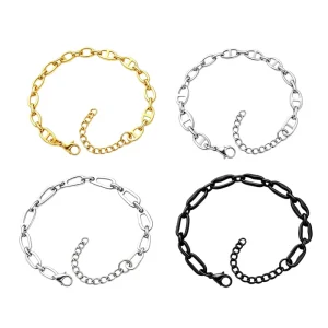Waterproof Tarnish Free Stainless Steel Double Layer Chain Link Bracelet