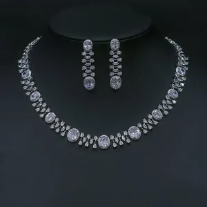 Wedding Jewelry Set, Statement Necklace and Earrings, Zircon