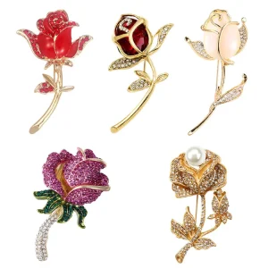 Wedding Rose Diamond Alloy Brooch Flower Pin
