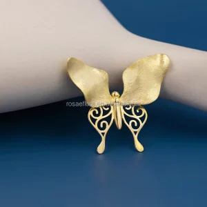 Whisper Butterfly Brooch, 925 Sterling Silver, 18K Gold-Plated