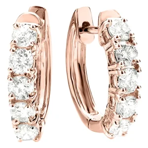White Gold Diamond Huggie Hoop Earrings for Women