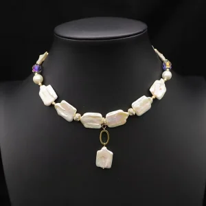 White Pearl Pattern Choker Necklace for Women, Alloy