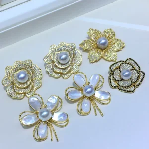 White South Sea Pearl Brooch 10-12mm Nearly Flawless with Slight Blemishes