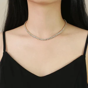 Women 18K PVD Gold Plated Stainless Steel Oval CZ Bracelet and Necklace Set