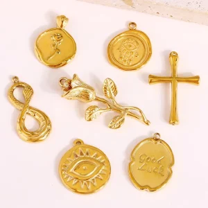 Women Children’s Stainless Steel Gold Plated Classic Pendants Charms Fine Jewelry DIY