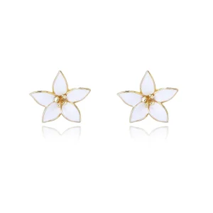 Women Fine Jewelry S925 Stud Earrings Creative Personalized Enamel Flower Sterling Silver Piercing Earrings Vermeil