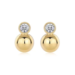 Women Stud Earrings 925 Sterling Silver Gold Plated