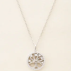 Women’s 18K Gold-Plated Tree of Life Diamond Pendant Necklace with Diamond Charm