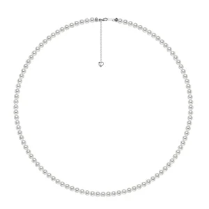 Women’s 4mm Round Natural Cultured Pearl Beaded Necklace