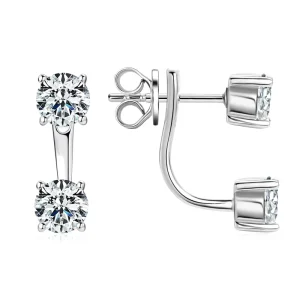 Women’s 925 Sterling Silver D Color Moissanite Stud Earrings Gold Plated for Weddings