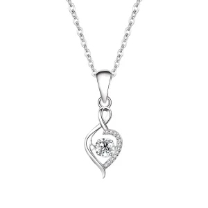 Women’s 925 Sterling Silver Heart Moissanite Pendant Necklace for Anniversary Gift