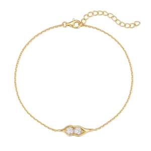 Women’s 925 Sterling Silver Pea Bracelet with CZ and Zirconia Small Stone Tiles