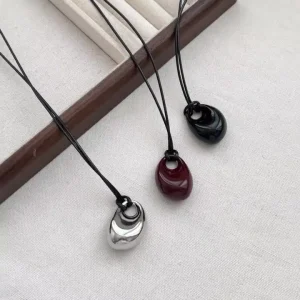 Women’s Bean Pendant Long Chain Necklace for Sweaters