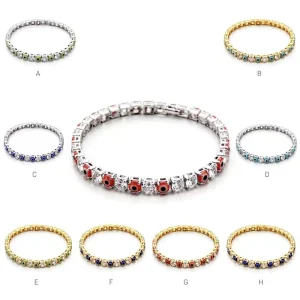 Women’s Devil’s Eye 4mm Zirconia Single-Layer Full-Diamond Yellow Copper Bracelet Factory
