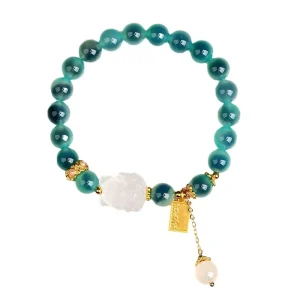 Women’s Geometric Handmade Crystal Rhinestone Strand Bracelet with Pearl Charms