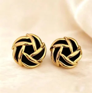 Women’s Hip Hop Stud Earrings 18K Gold Plated Brass Large Circle Design Fine Jewelry Gift Certified