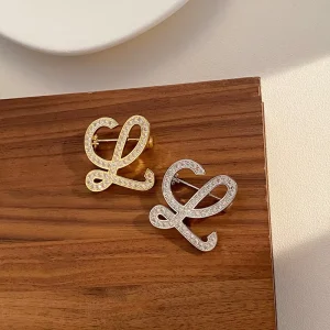Women’s Letter Brooch Simple Design Full Zirconium