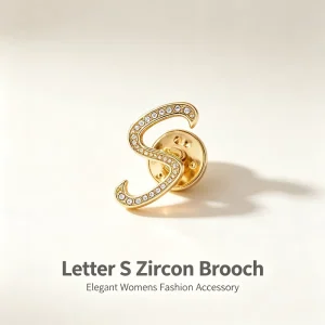 Women’s Letter S Alloy Plated Zircon Brooch