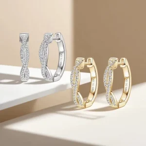 Women’s Moissanite Rope-Shaped Diamond Twisted Hoop Earrings