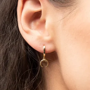 Women’s S925 Crescent Moon Geometric Statement Hoop Earrings