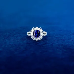 Women’s S925 Silver Wide Square Ring with Cultivated Sapphire Closed-End Setting
