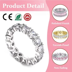 Women’s S925 Sterling Silver Rose-Cut Diamond Layered Anti-Fading Hypoallergenic Ring