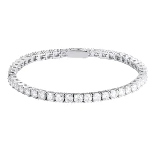 Women’s Sterling Silver Full Eternity Moissanite Tennis Bracelet with Hidden Clasp