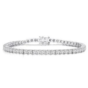 Women’s Sterling Silver Tennis Chain Bracelet, 10 Rows, Lab-Grown Diamond