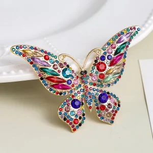 Women’s Zinc Alloy Gold-Plated Crystal Rhinestone Wedding Engagement Brooches
