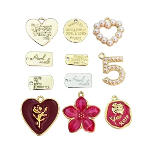 Y2K Korean Style Heart Shaped Lettering Tag UV Electroplating Fashion Fine DIY Jewelry Beads Charms Accessories