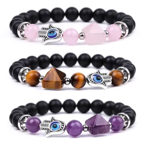 Yoga Natural Crystal Stone Stretch Mala Bead Bracelet, 8mm, for Women