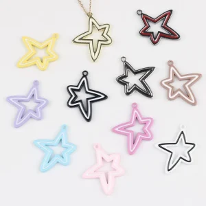 Zinc Alloy Diamond-Adorned Five-Pointed Star Pendant Findings for DIY Jewelry