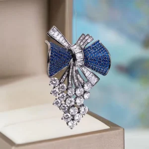 Zircon Bow Brooch Pin