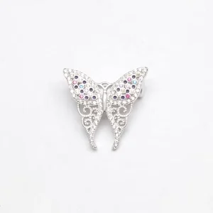 Zircon Butterfly Brooches Gold Plated Enamel 925 Sterling Silver