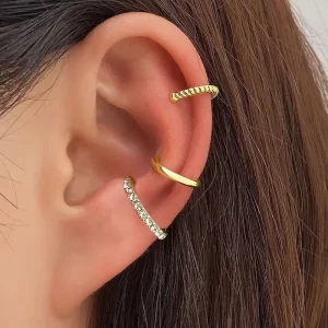 Zircon Crystal Clip-on Ear Cuff Earrings, Buckle, Non-Piercing