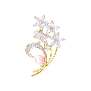 Zircon Flower Brooch Pin for Women, Hijab Pin